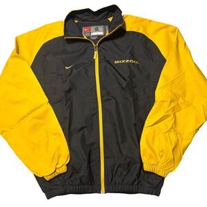 Nike Team Mizzou Missouri Tigers Windbreaker Jacket Mens Small Black Gold Zip Up